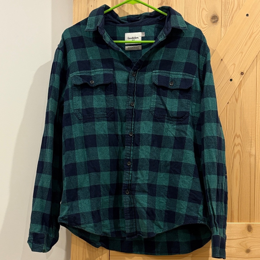 Goodfellow & Co Green and Blue Checkered Flannel